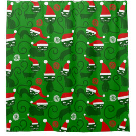 クリスマスのサンタ シャワーカーテン