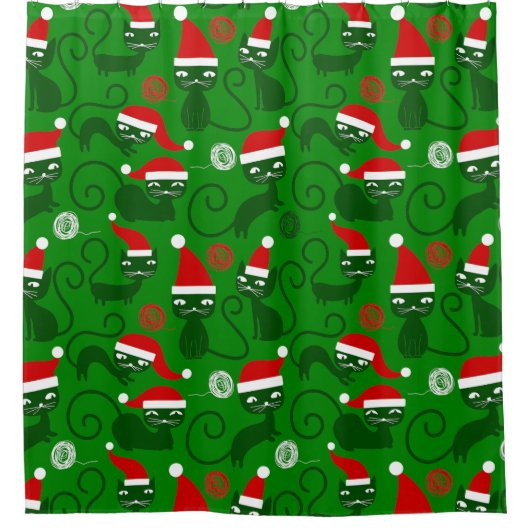 クリスマスのサンタ シャワーカーテン (正面)