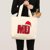 クリスマスのサンタMD -医者 ラージトートバッグ (正面(商品))