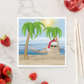 クリスマスのサンドマン トロピカルビーチ スタンダードランチョンナプキン (インサイチュ)