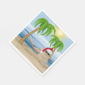 クリスマスのサンドマン トロピカルビーチ スタンダードランチョンナプキン (角)