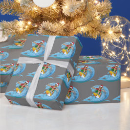 クリスマスのサーファー（波乗り） ラッピングペーパー