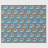 クリスマスのサーファー（波乗り） ラッピングペーパー (フラット)