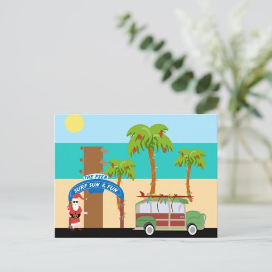 クリスマスのサーフィン シーズンポストカード (スタンド正面)