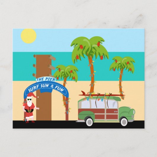 クリスマスのサーフィン シーズンポストカード (正面)