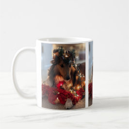 クリスマスのシェルティーマグ コーヒーマグカップ