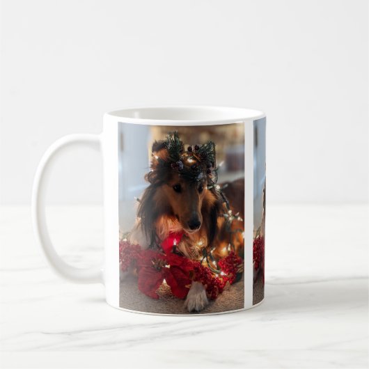 クリスマスのシェルティーマグ コーヒーマグカップ (左)