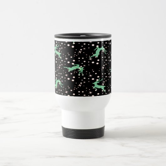クリスマスのシカと星の冬のパターン トラベルマグ (中央)