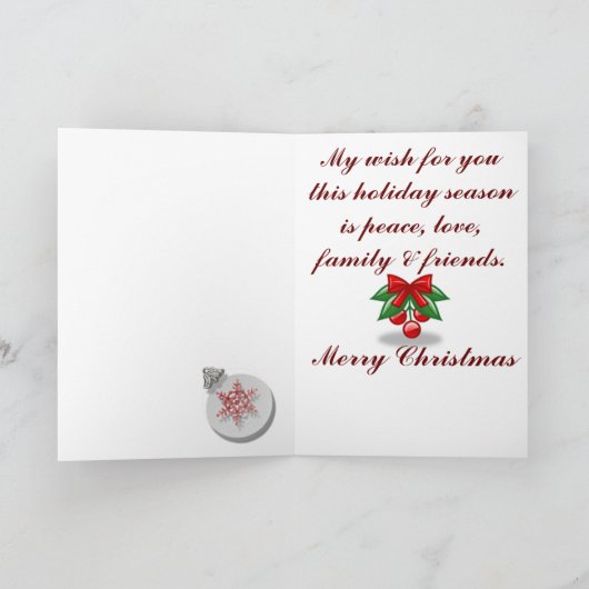 クリスマスのシカ シーズンカード (内部)