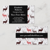 クリスマスのシカ/トナカイの装飾的なパターン 名刺 (正面/裏面)