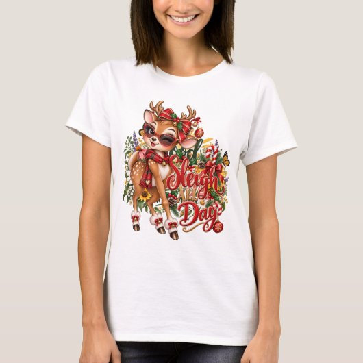 クリスマスのシカTシャツ Tシャツ (正面)