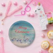 クリスマスのシギ 浜辺のホリデーパーティー ペーパープレート (パーティー)