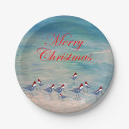 クリスマスのシギ 浜辺のホリデーパーティー ペーパープレート