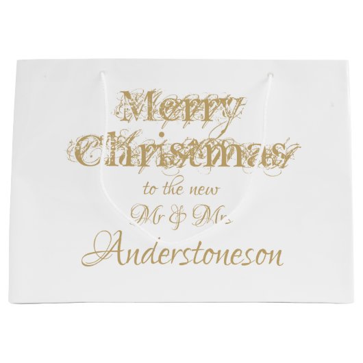 クリスマスのシックな台本の新しいミスタークールズ結婚とミセス ラージペーパーバッグ (正面)