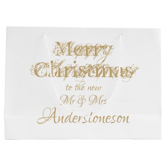 クリスマスのシックな台本の新しいミスタークールズ結婚とミセス ラージペーパーバッグ (裏面)