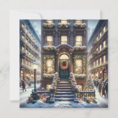 クリスマスのシティブラウンストーパーソナライズされたン シーズンカード (正面)