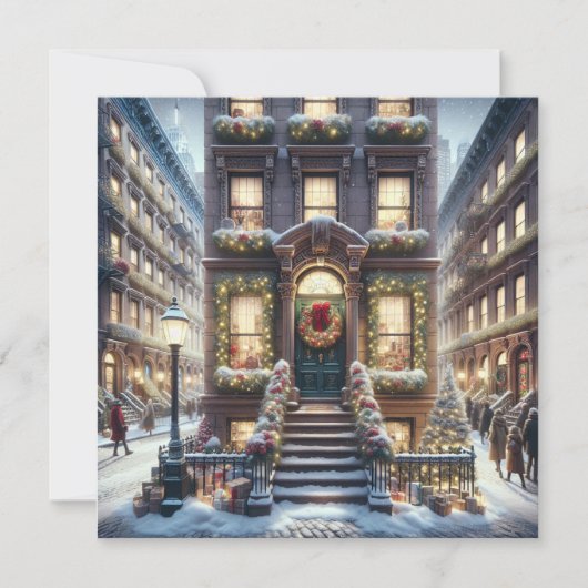クリスマスのシティブラウンストーパーソナライズされたン シーズンカード (正面)