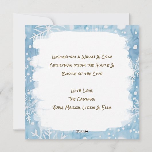 クリスマスのシティブラウンストーパーソナライズされたン シーズンカード (裏面)