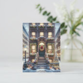 クリスマスのシティブラウンストーパーソナライズされたン シーズンポストカード (スタンド正面)