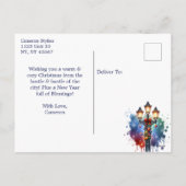 クリスマスのシティブラウンストーパーソナライズされたン シーズンポストカード (裏面)