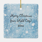 クリスマスのシティブラウンストーン セラミックオーナメント (裏面)