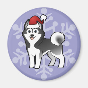 クリスマスのシベリアンハスキー/アラスカンマラミュート マグネット