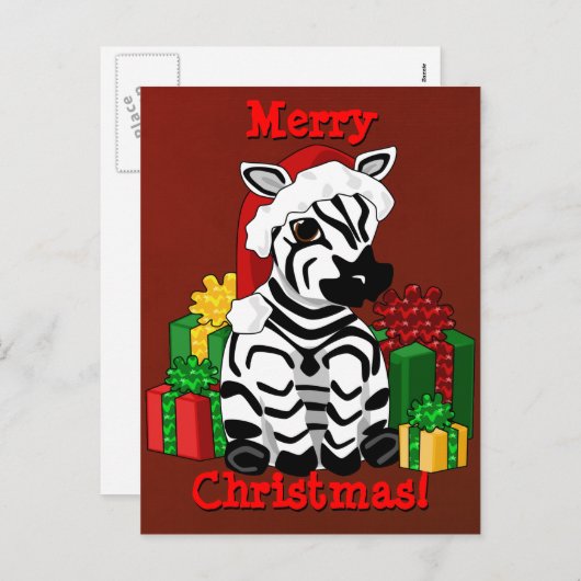 クリスマスのシマウマの郵便はがき シーズンポストカード (正面/裏面)