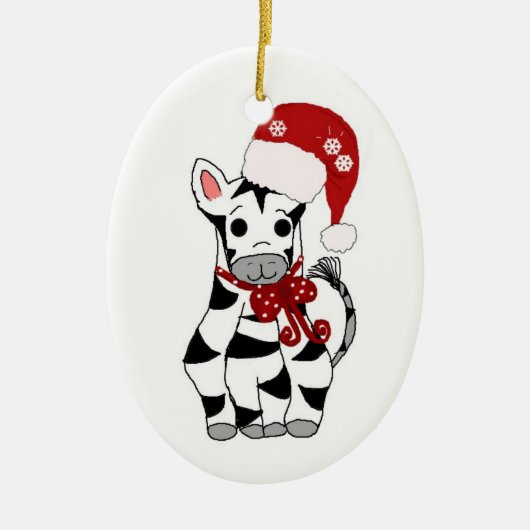 クリスマスのシマウマ セラミックオーナメント (正面)