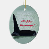 クリスマスのシャチのサンファン島のメリークリスマス セラミックオーナメント (右)
