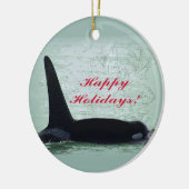 クリスマスのシャチのサンファン島のメリークリスマス セラミックオーナメント (左)