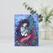 クリスマスのシャチの人魚のファンタジーの芸術の郵便はがき シーズンポストカード (スタンド正面)