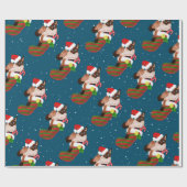 クリスマスのシャム猫とストッキングとサンタハット ラッピングペーパー (フラット)