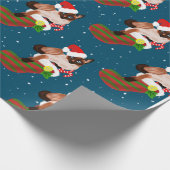 クリスマスのシャム猫とストッキングとサンタハット ラッピングペーパー (角)