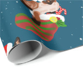 クリスマスのシャム猫とストッキングとサンタハット ラッピングペーパー (ロールコーナー)