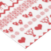 クリスマスのシャレーの赤と白のトナカイの雪片 テーブルクロス (アングル)