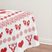 クリスマスのシャレーの赤と白のトナカイの雪片 テーブルクロス (インサイチュ)