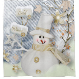 クリスマスのシャワー・カーテンか雪だるま シャワーカーテン