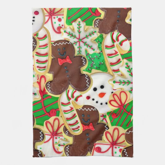 クリスマスのシュガークッキー キッチンタオル (縦)