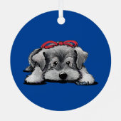 クリスマスのシュナウザー子犬 メタルオーナメント (裏面)
