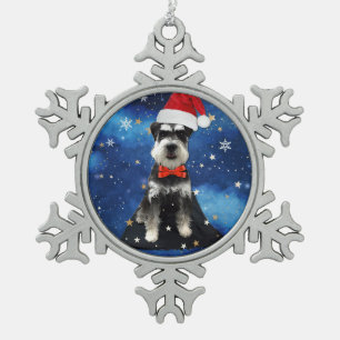 クリスマスのシュナウザー スノーフレークピューターオーナメント