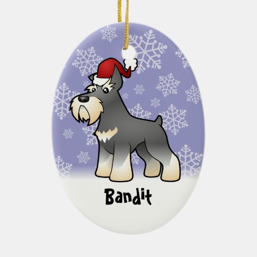 クリスマスのシュナウツァー(あなたのペットネームを加えて下さい) セラミックオーナメント (裏面)