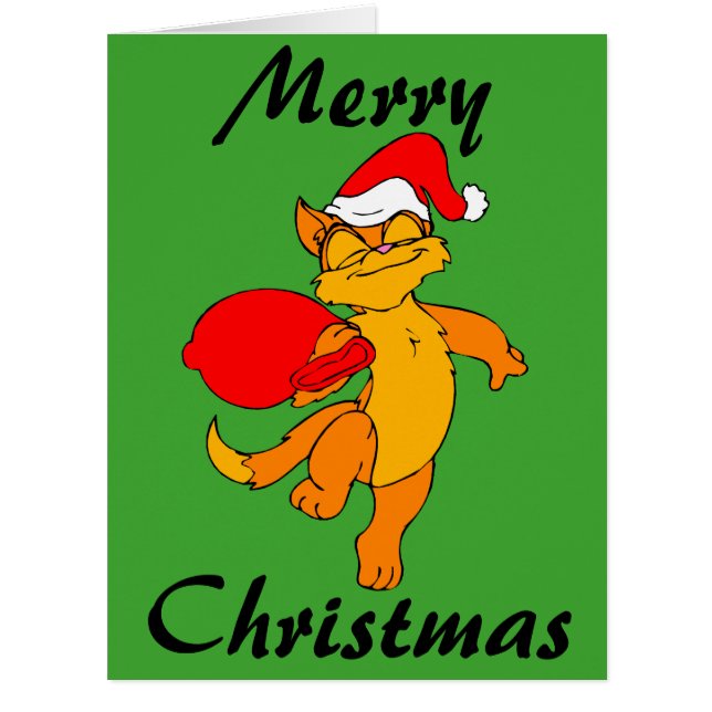 クリスマスのショウガのサンタ大きい猫 (正面)