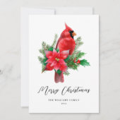 クリスマスのショウジョウコウカドリ 非写真 ホリデーカード (正面)