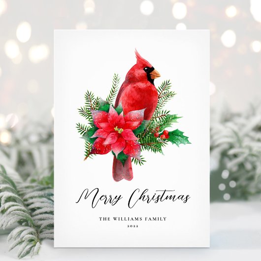 クリスマスのショウジョウコウカドリ 非写真 ホリデーカード