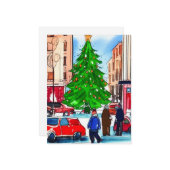 クリスマスのショッピング ノートカード (正面/裏面インサイチュ)