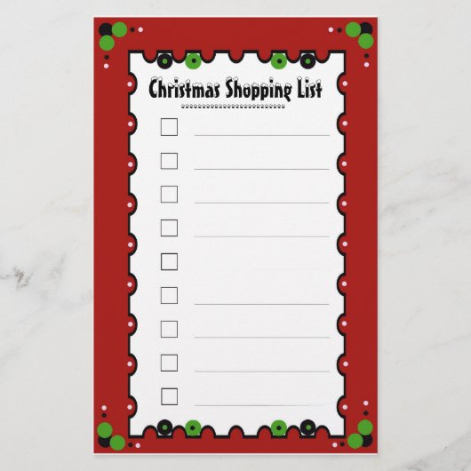 クリスマスのショッピング・リスト 便箋 (正面)