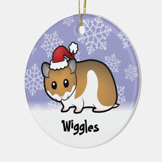 クリスマスのシリア人のハムスター セラミックオーナメント (左)