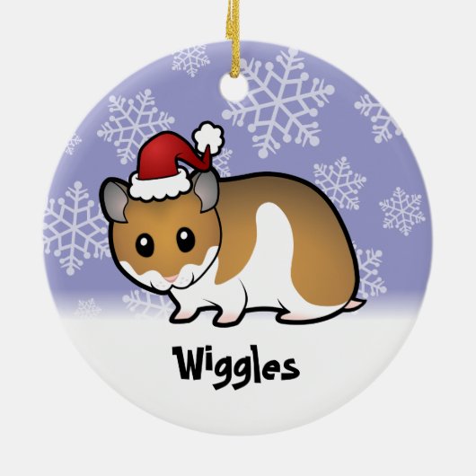 クリスマスのシリア人のハムスター セラミックオーナメント (裏面)