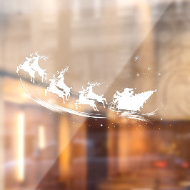 クリスマスのシルエット サンタクロース そり トナカイ ウィンドウサイン