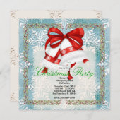 クリスマスのシルバーベルのかわいいクリスマス・パーティHolida 招待状 (正面/裏面)